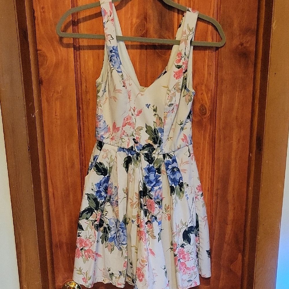 Trixxi Floral Dress with Blue and Yellow Accents